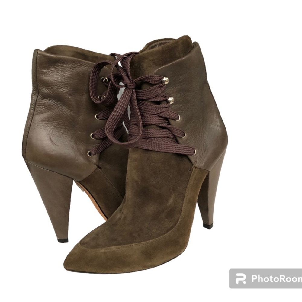 IRO Kansas Booties Suede Leather Brown Olive
